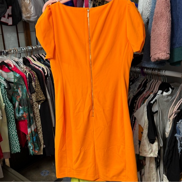 Karl Lagerfeld women’s size 12 cocktail mini dress solid neon orange $128 new - Picture 8 of 12